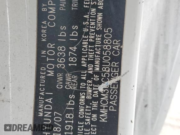 ✅ 2008 Hyundai Accent GS • VIN: KMHCM36C58U058805 • Лот: 57822005. Опубликован ранее на Copart с пробегом 128 831 миль. Бесплатный доступ к архиву аукционных продаж из США и подробный отчёт об истории автомобиля на DreamBid. Изображение 13.