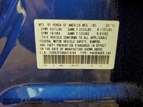 ✅ 2016 Acura ILX • VIN: 19UDE2F36GA019366 • Lot: 95934015. Listed on Copart with 128,335 mi. Free auction sales archive from the USA and detailed vehicle history report at DreamBid. Image 12.