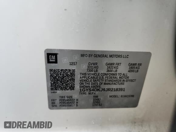 ✅ 2018 Cadillac Escalade Platinum • VIN: 1GYS4DKJ9JR218391 • Lot: 92008715. Listed on Copart with 82,751 mi. Free auction sales archive from the USA and detailed vehicle history report at DreamBid. Image 14.