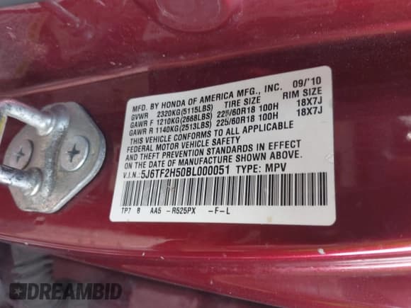 ✅ 2011 Honda Crosstour EX-L • VIN: 5J6TF2H50BL000051 • Lot: 43738976. Wystawiony na IAAI z przebiegiem 243 557 mil. Bezpłatny archiwum sprzedaży aukcyjnych z USA i szczegółowy raport historii pojazdu na DreamBid. Zdjęcie 9.
