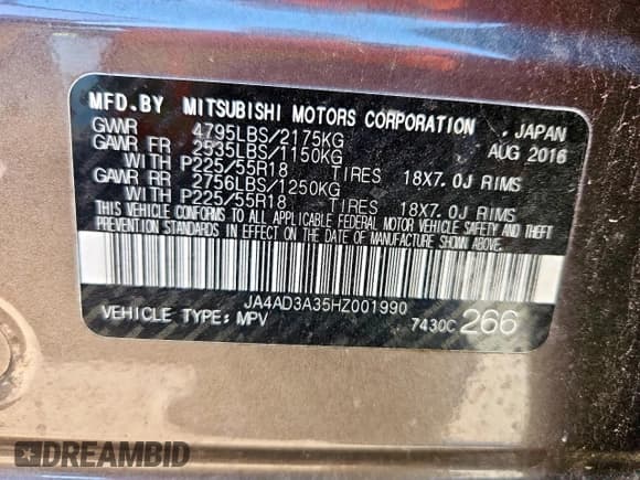 ✅ 2017 Mitsubishi Outlander SE • VIN: JA4AD3A35HZ001990 • Лот: 90839185. Опубликован ранее на Copart с пробегом 177 318 миль. Бесплатный доступ к архиву аукционных продаж из США и подробный отчёт об истории автомобиля на DreamBid. Изображение 14.