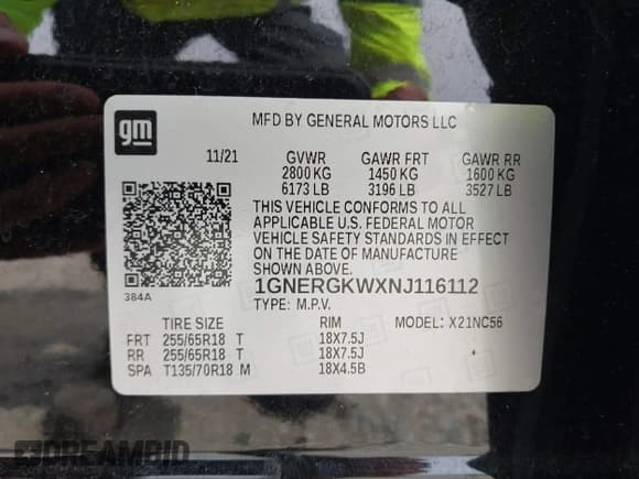 ✅ 2022 Chevrolet Traverse LT Cloth • VIN: 1GNERGKWXNJ116112 • Lot: 42048535. Listed on IAAI with 44,792 mi. Free auction sales archive from the USA and detailed vehicle history report at DreamBid. Image 9.