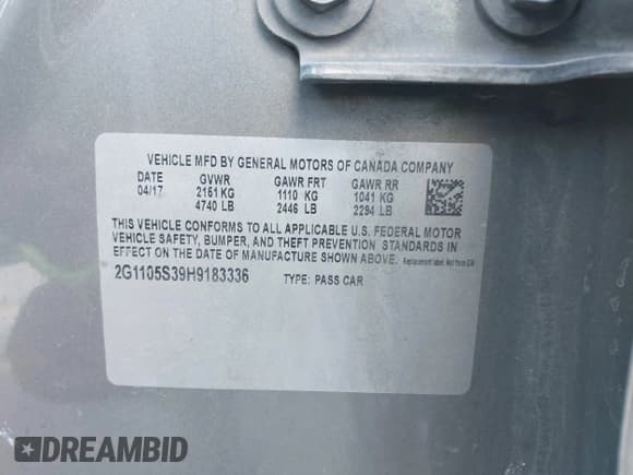 ✅ 2017 Chevrolet Impala LT • VIN: 2G1105S39H9183336 • Лот: 43416758. Опубликован ранее на IAAI с пробегом 110 874 миль. Бесплатный доступ к архиву аукционных продаж из США и подробный отчёт об истории автомобиля на DreamBid. Изображение 9.