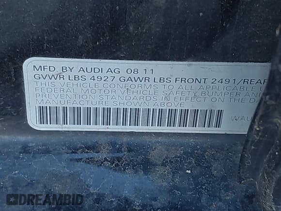 ✅ 2012 Audi A4 Premium Plus • VIN: WAUFFAFL5CN008339 • Lot: 43836583. Listed on IAAI with 136,801 mi. Free auction sales archive from the USA and detailed vehicle history report at DreamBid. Image 9.