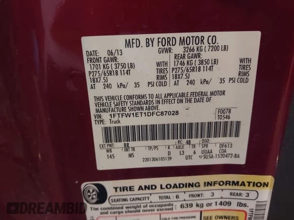 ✅ 2013 Ford F-150 XL • VIN: 1FTFW1ET1DFC87028 • Lot: 43531818. Wystawiony na IAAI z przebiegiem 171 692 mil. Bezpłatny archiwum sprzedaży aukcyjnych z USA i szczegółowy raport historii pojazdu na DreamBid. Zdjęcie 9.