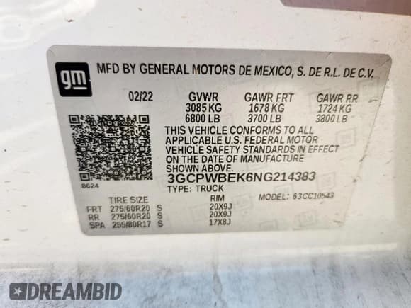 ✅ 2022 Chevrolet Silverado 1500 Custom • VIN: 3GCPWBEK6NG214383 • Лот: 81885015. Опубликован ранее на Copart с пробегом 51 666 миль. Бесплатный доступ к архиву аукционных продаж из США и подробный отчёт об истории автомобиля на DreamBid. Изображение 12.