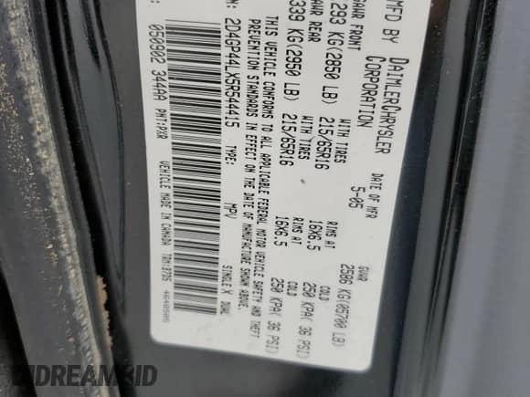 2005 Dodge Caravan SXT z VIN 2D4GP44LX5R544415, wystawiony jako Copart lot #74718984 z przebiegiem Nie podano mil oraz Szkoda całkowita • Salvage title. Historia ofert i sprzedaży dostępna na DreamBid. Obrazek 14.