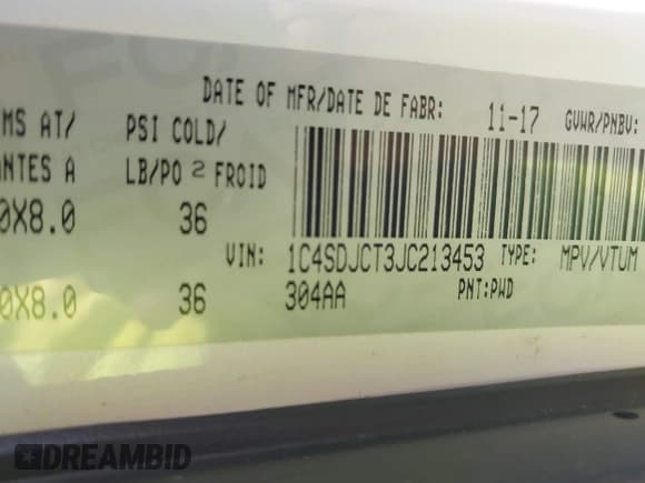 ✅ 2018 Dodge Durango R/T • VIN: 1C4SDJCT3JC213453 • Lot: 43199861. Listed on IAAI with 142,995 mi. Free auction sales archive from the USA and detailed vehicle history report at DreamBid. Image 9.