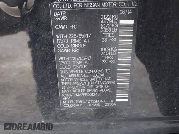 ✅ 2015 Nissan Rogue SV • VIN: KNMAT2MV2FP501243 • Лот: 43650494. Опубликован ранее на IAAI с пробегом 93 143 миль. Бесплатный доступ к архиву аукционных продаж из США и подробный отчёт об истории автомобиля на DreamBid. Изображение 9.