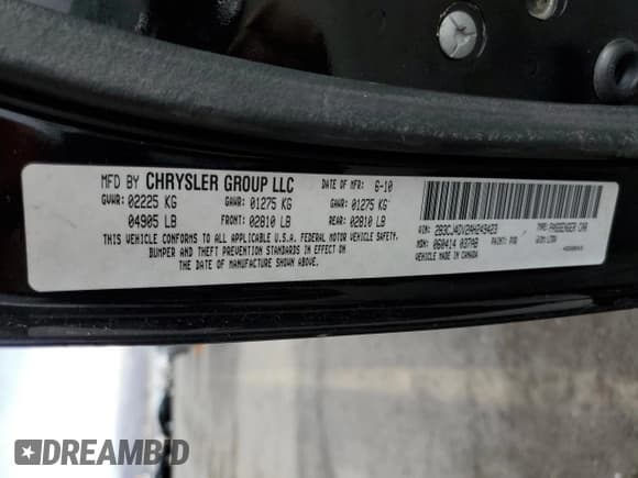 ✅ 2010 Dodge Challenger SE • VIN: 2B3CJ4DV2AH249423 • Lot: 45545383. Wystawiony na Copart z przebiegiem Nie podano. Bezpłatny archiwum sprzedaży aukcyjnych z USA i szczegółowy raport historii pojazdu na DreamBid. Zdjęcie 12.