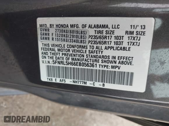 ✅ 2014 Honda Odyssey EX-L • VIN: 5FNRL5H66EB056361 • Lot: 43682158. Wystawiony na IAAI z przebiegiem 216 139 mil. Bezpłatny archiwum sprzedaży aukcyjnych z USA i szczegółowy raport historii pojazdu na DreamBid. Zdjęcie 9.