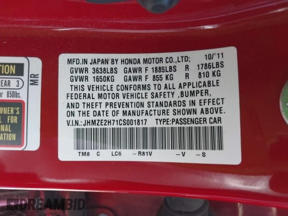 ✅ 2012 Honda Insight EX • VIN: JHMZE2H71CS001817 • Lot: 42148358. Listed on IAAI with 161,254 mi. Free auction sales archive from the USA and detailed vehicle history report at DreamBid. Image 9.