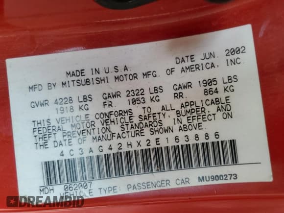 ✅ 2002 Chrysler Sebring LX • VIN: 4C3AG42HX2E163886 • Lot: 87313125. Wystawiony na Copart z przebiegiem 132 723 mil. Bezpłatny archiwum sprzedaży aukcyjnych z USA i szczegółowy raport historii pojazdu na DreamBid. Zdjęcie 12.