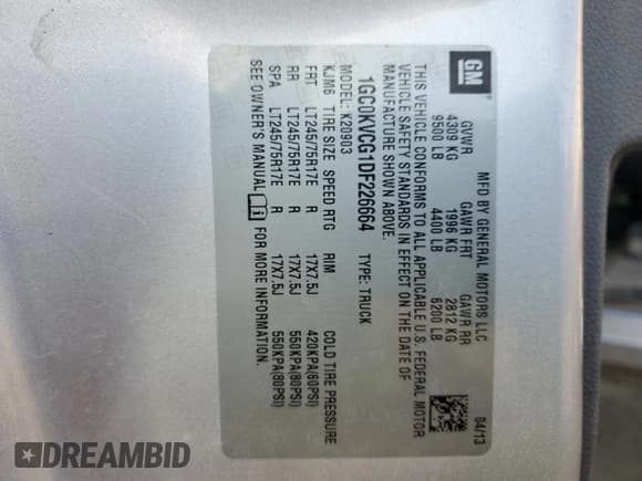 ✅ 2013 Chevrolet Silverado 2500HD Work Truck • VIN: 1GC0KVCG1DF226664 • Lot: 86743054. Wystawiony na Copart z przebiegiem 191 321 mil. Bezpłatny archiwum sprzedaży aukcyjnych z USA i szczegółowy raport historii pojazdu na DreamBid. Zdjęcie 12.