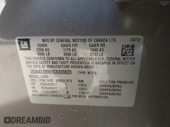 ✅ 2012 Chevrolet Equinox 1LT • VIN: 2GNALDEK1C6303823 • Lot: 43818889. Listed on IAAI with 99,524 mi. Free auction sales archive from the USA and detailed vehicle history report at DreamBid. Image 9.