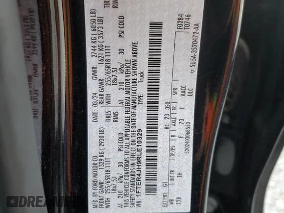 ✅ 2024 Ford Ranger Lariat • VIN: 1FTER4JH9RLE10329 • Лот: 56212225. Опубликован ранее на Copart с пробегом 11 371 миль. Бесплатный доступ к архиву аукционных продаж из США и подробный отчёт об истории автомобиля на DreamBid. Изображение 14.