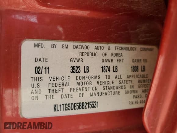 ✅ 2011 Chevrolet Aveo 2LT • VIN: KL1TG5DE5BB215531 • Lot: 58357345. Wystawiony na Copart z przebiegiem 99 923 mil. Bezpłatny archiwum sprzedaży aukcyjnych z USA i szczegółowy raport historii pojazdu na DreamBid. Zdjęcie 13.