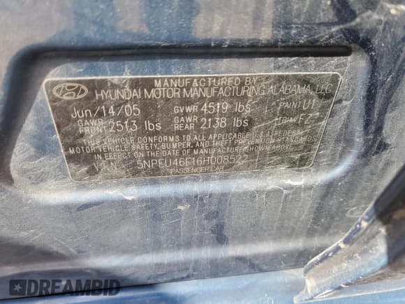 ✅ 2006 Hyundai Sonata GLS • VIN: 5NPEU46F16H008522 • Лот: 77162364. Опубликован ранее на Copart с пробегом 290 858 миль. Бесплатный доступ к архиву аукционных продаж из США и подробный отчёт об истории автомобиля на DreamBid. Изображение 12.