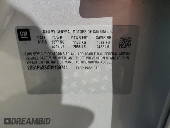 ✅ 2013 Cadillac XTS Luxury • VIN: 2G61P5S3XD9189744 • Lot: 54391535. Listed on Copart with 132,841 mi. Free auction sales archive from the USA and detailed vehicle history report at DreamBid. Image 12.