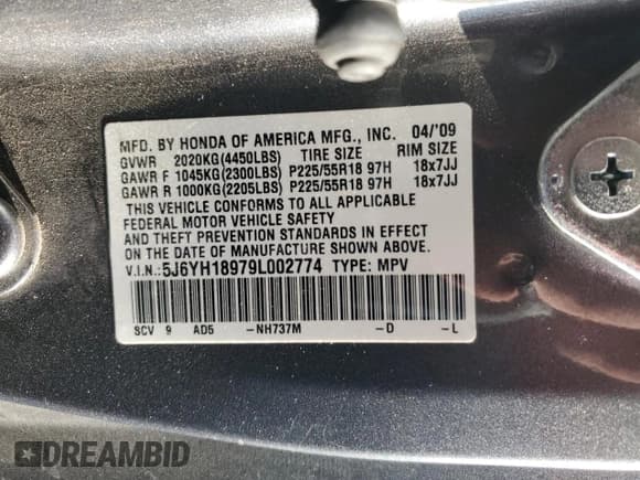 ✅ 2009 Honda Element SC • VIN: 5J6YH18979L002774 • Лот: 68426535. Опубликован ранее на Copart с пробегом 212 746 миль. Бесплатный доступ к архиву аукционных продаж из США и подробный отчёт об истории автомобиля на DreamBid. Изображение 14.