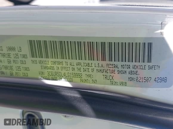 ✅ 2020 Ram 2500 Big Horn • VIN: 3C6UR5DL4LG159992 • Лот: 42530523. Опубликован ранее на IAAI с пробегом 321 334 миль. Бесплатный доступ к архиву аукционных продаж из США и подробный отчёт об истории автомобиля на DreamBid. Изображение 9.