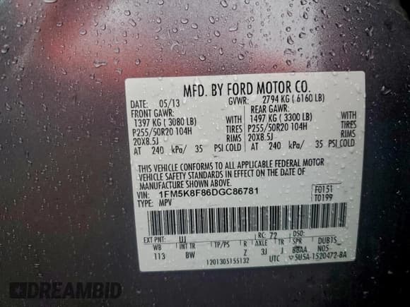 ✅ 2013 Ford Explorer Limited • VIN: 1FM5K8F86DGC86781 • Лот: 95095255. Опубликован ранее на Copart с пробегом 183 834 миль. Бесплатный доступ к архиву аукционных продаж из США и подробный отчёт об истории автомобиля на DreamBid. Изображение 14.