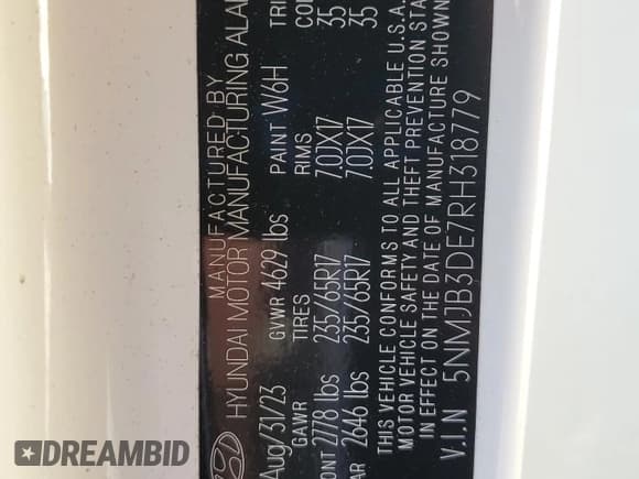 ✅ 2024 Hyundai Tucson SEL • VIN: 5NMJB3DE7RH318779 • Lot: 86654245. Wystawiony na Copart z przebiegiem 26 801 mil. Bezpłatny archiwum sprzedaży aukcyjnych z USA i szczegółowy raport historii pojazdu na DreamBid. Zdjęcie 13.