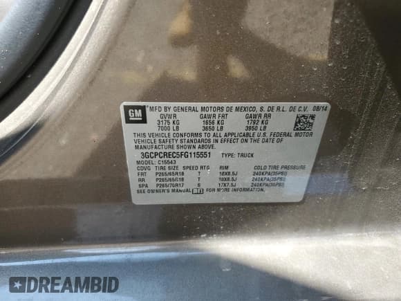 ✅ 2015 Chevrolet Silverado 1500 LT • VIN: 3GCPCREC5FG115551 • Лот: 68269054. Опубликован ранее на Copart с пробегом 134 225 миль. Бесплатный доступ к архиву аукционных продаж из США и подробный отчёт об истории автомобиля на DreamBid. Изображение 12.