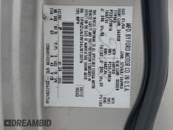 ✅ 2004 Ford Explorer XLT • VIN: 1FMZU63W34UB13076 • Lot: 82584105. Listed on Copart with 209,421 mi. Free auction sales archive from the USA and detailed vehicle history report at DreamBid. Image 13.