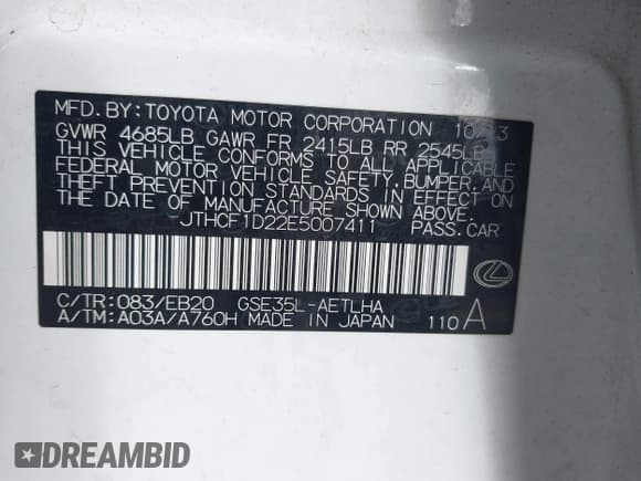 ✅ 2014 Lexus IS 250 • VIN: JTHCF1D22E5007411 • Lot: 43711708. Wystawiony na IAAI z przebiegiem 145 125 mil. Bezpłatny archiwum sprzedaży aukcyjnych z USA i szczegółowy raport historii pojazdu na DreamBid. Zdjęcie 9.