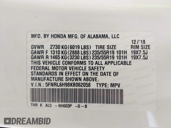 ✅ 2019 Honda Odyssey Elite • VIN: 5FNRL6H98KB062058 • Lot: 42199471. Wystawiony na IAAI z przebiegiem 87 312 mil. Bezpłatny archiwum sprzedaży aukcyjnych z USA i szczegółowy raport historii pojazdu na DreamBid. Zdjęcie 9.