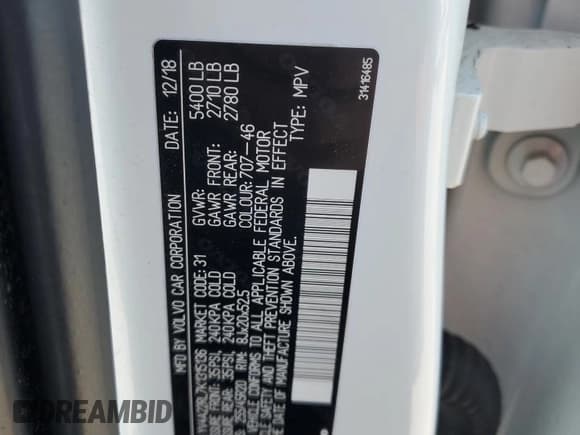 ✅ 2019 Volvo XC60 Inscription • VIN: YV4A22RL7K1315136 • Lot: 84745485. Listed on Copart with Not provided. Free auction sales archive from the USA and detailed vehicle history report at DreamBid. Image 13.