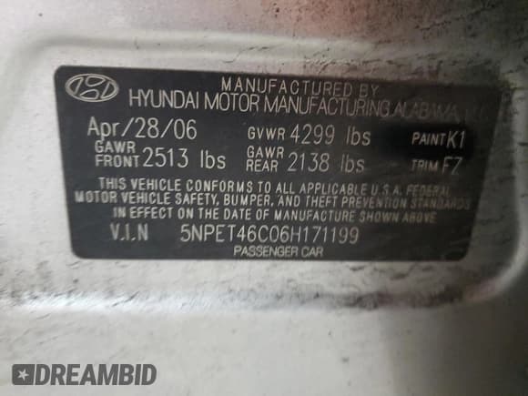 ✅ 2006 Hyundai Sonata GL • VIN: 5NPET46C06H171199 • Лот: 78935854. Опубликован ранее на Copart с пробегом 203 214 миль. Бесплатный доступ к архиву аукционных продаж из США и подробный отчёт об истории автомобиля на DreamBid. Изображение 12.