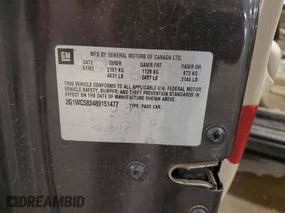 2008 Chevrolet Impala LT с VIN 2G1WC583489151477, выставлен на аукционе Copart как лот 85957105 с пробегом 160 970 миль миль и Списание • Salvage title. История ставок и продаж доступна на DreamBid. Изображение 12.