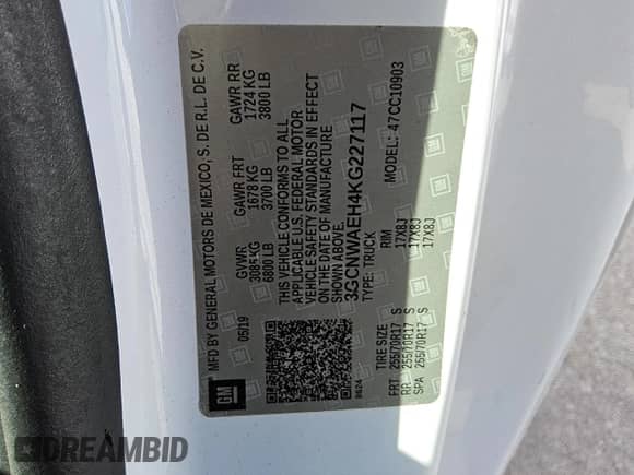 2019 Chevrolet Silverado 1500 Work Truck с VIN 3GCNWAEH4KG227117, выставлен на аукционе Copart как лот 90486715 с пробегом 161 012 миль миль и Чистый • Clean title. История ставок и продаж доступна на DreamBid. Изображение 12.