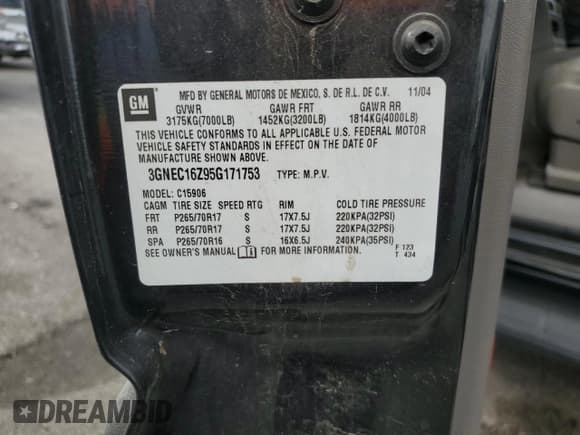 ✅ 2005 Chevrolet Suburban LT • VIN: 3GNEC16Z95G171753 • Лот: 43835725. Опубликован ранее на Copart с пробегом 80 160 миль. Бесплатный доступ к архиву аукционных продаж из США и подробный отчёт об истории автомобиля на DreamBid. Изображение 13.