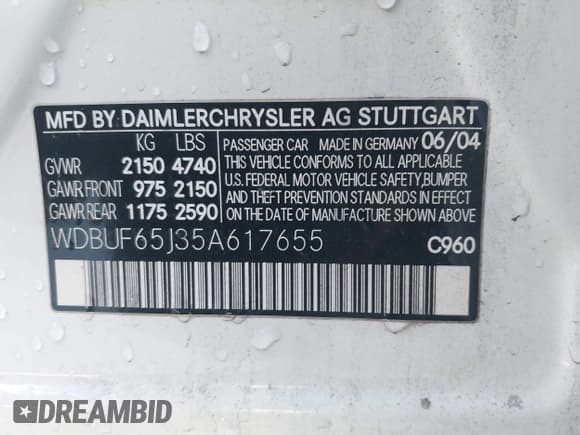 ✅ 2005 Mercedes-Benz E 320 • VIN: WDBUF65J35A617655 • Lot: 43778292. Wystawiony na IAAI z przebiegiem 206 944 mil. Bezpłatny archiwum sprzedaży aukcyjnych z USA i szczegółowy raport historii pojazdu na DreamBid. Zdjęcie 9.