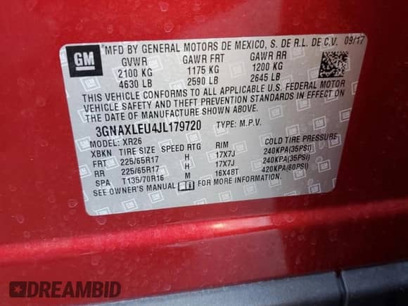 2018 Chevrolet Equinox LT с VIN 3GNAXLEU4JL179720, выставлен на аукционе Copart как лот 82313485 с пробегом 64 023 миль миль и Списание • Salvage title. История ставок и продаж доступна на DreamBid. Изображение 12.