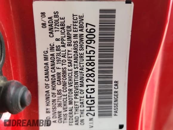 ✅ 2008 Honda Civic EX • VIN: 2HGFG128X8H579067 • Lot: 92312055. Wystawiony na Copart z przebiegiem 212 156 mil. Bezpłatny archiwum sprzedaży aukcyjnych z USA i szczegółowy raport historii pojazdu na DreamBid. Zdjęcie 12.