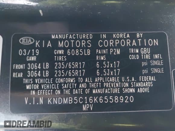 ✅ 2019 Kia Sedona EX • VIN: KNDMB5C16K6558920 • Лот: 43394620. Опубликован ранее на IAAI с пробегом 182 931 миль. Бесплатный доступ к архиву аукционных продаж из США и подробный отчёт об истории автомобиля на DreamBid. Изображение 9.
