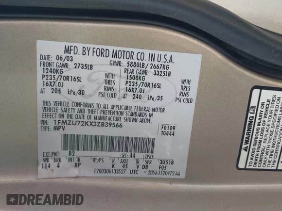 ✅ 2003 Ford Explorer XLS • VIN: 1FMZU72KX3ZB39566 • Lot: 42860749. Wystawiony na IAAI z przebiegiem 241 313 mil. Bezpłatny archiwum sprzedaży aukcyjnych z USA i szczegółowy raport historii pojazdu na DreamBid. Zdjęcie 9.