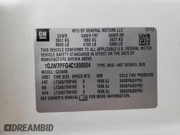 ✅ 2012 GMC Savana • VIN: 1GJW7PFG4C1200924 • Lot: 71206545. Wystawiony na Copart z przebiegiem 126 625 mil. Bezpłatny archiwum sprzedaży aukcyjnych z USA i szczegółowy raport historii pojazdu na DreamBid. Zdjęcie 10.