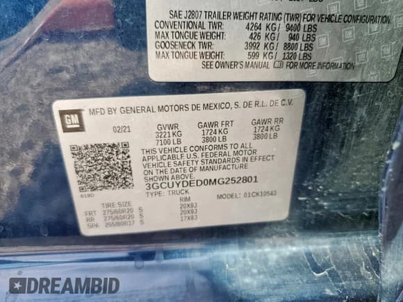 ✅ 2021 Chevrolet Silverado 1500 LT • VIN: 3GCUYDED0MG252801 • Лот: 84609465. Опубликован ранее на Copart с пробегом 121 816 миль. Бесплатный доступ к архиву аукционных продаж из США и подробный отчёт об истории автомобиля на DreamBid. Изображение 12.