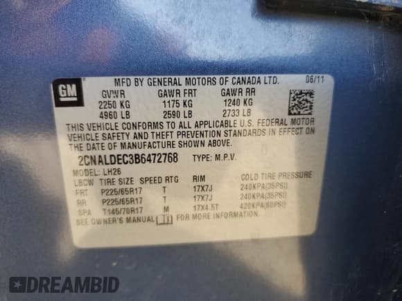 ✅ 2011 Chevrolet Equinox 1LT • VIN: 2CNALDEC3B6472768 • Лот: 73000074. Опубликован ранее на Copart с пробегом 202 061 миль. Бесплатный доступ к архиву аукционных продаж из США и подробный отчёт об истории автомобиля на DreamBid. Изображение 13.