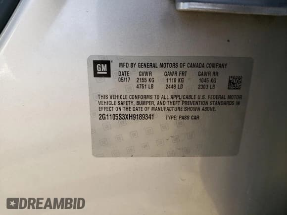 ✅ 2017 Chevrolet Impala LT • VIN: 2G1105S3XH9189341 • Лот: 77840124. Опубликован ранее на Copart с пробегом 116 076 миль. Бесплатный доступ к архиву аукционных продаж из США и подробный отчёт об истории автомобиля на DreamBid. Изображение 14.