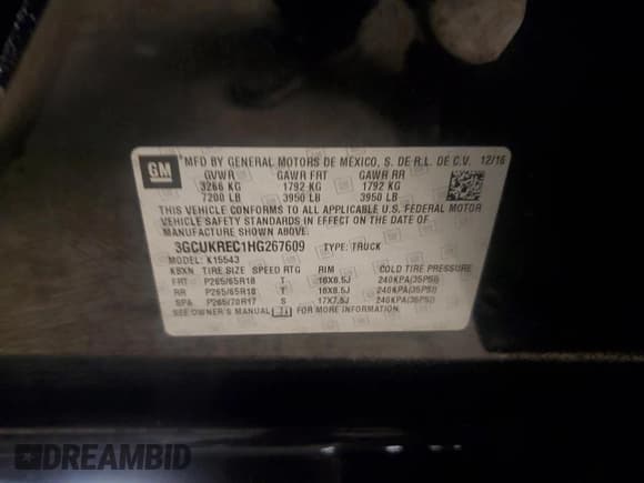 ✅ 2017 Chevrolet Silverado 1500 LT • VIN: 3GCUKREC1HG267609 • Лот: 66296194. Опубликован ранее на Copart с пробегом 137 455 миль. Бесплатный доступ к архиву аукционных продаж из США и подробный отчёт об истории автомобиля на DreamBid. Изображение 12.