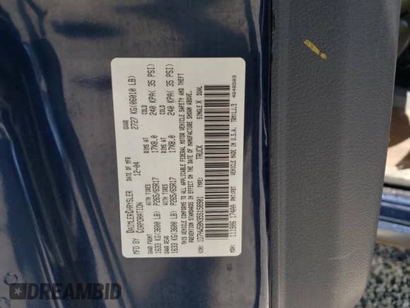 ✅ 2005 Dodge Dakota Laramie • VIN: 1D7HW58N35S158901 • Lot: 50382724. Listed on Copart with 188,113 mi miles. Access the free auction sales archive from the USA and view a detailed vehicle history report at DreamBid. Image 12.