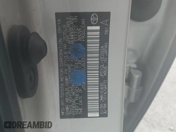 ✅ 2018 Toyota Mirai • VIN: JTDBVRBD0JA005225 • Лот: 71637675. Опубликован ранее на Copart с пробегом 67 158 миль. Бесплатный доступ к архиву аукционных продаж из США и подробный отчёт об истории автомобиля на DreamBid. Изображение 12.