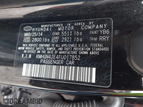 ✅ 2015 Hyundai Genesis 3.8L • VIN: KMHGN4JE4FU017852 • Lot: 41227267. Wystawiony na IAAI z przebiegiem 99 296 mil. Bezpłatny archiwum sprzedaży aukcyjnych z USA i szczegółowy raport historii pojazdu na DreamBid. Zdjęcie 9.