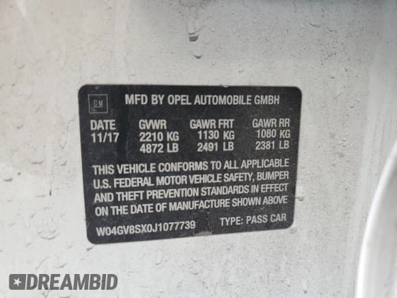 ✅ 2018 Buick Regal Essence • VIN: W04GV8SX0J1077739 • Lot: 83805895. Listed on Copart with 96,220 mi. Free auction sales archive from the USA and detailed vehicle history report at DreamBid. Image 12.